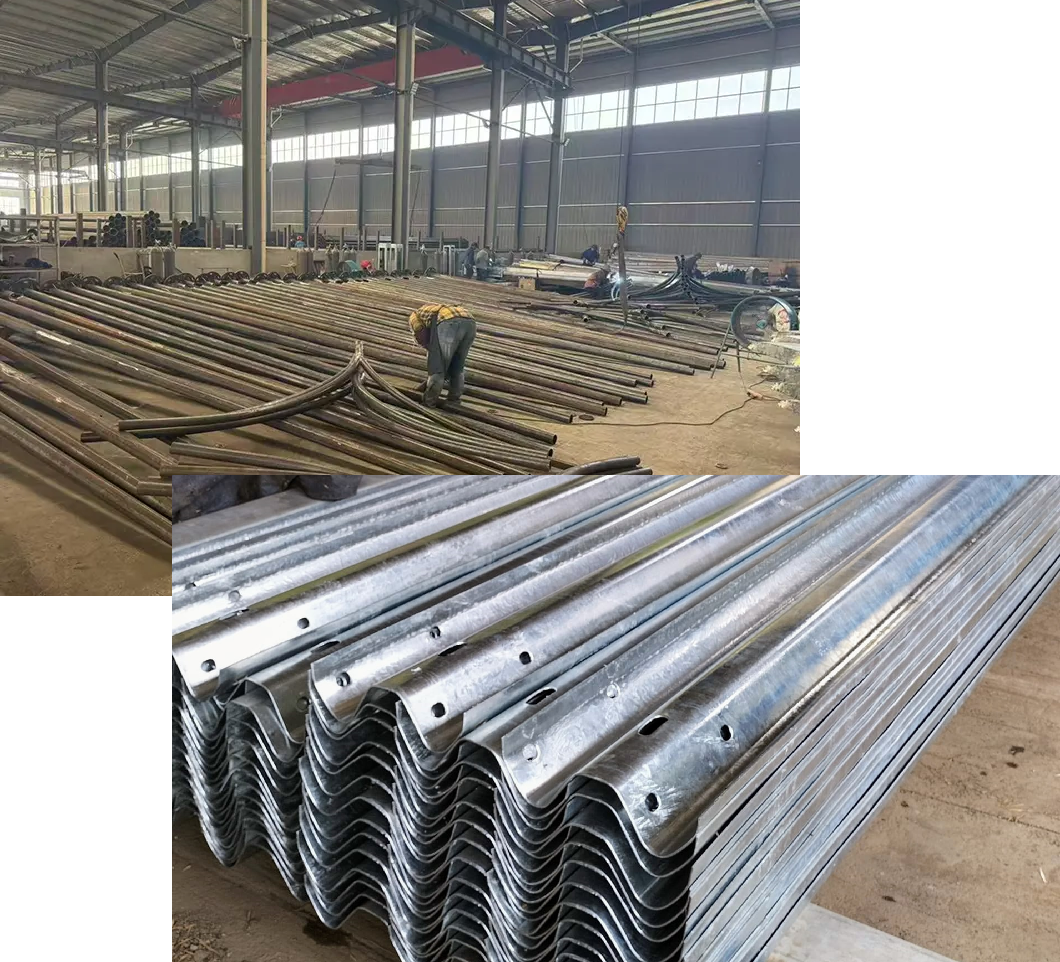 tiang lampu dan guard rail